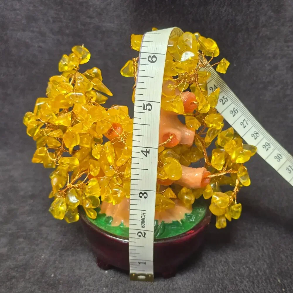 Feng Shui Citrine Gem Tree & Coins Symbolizes Good Fortune Wealth & Prosperity